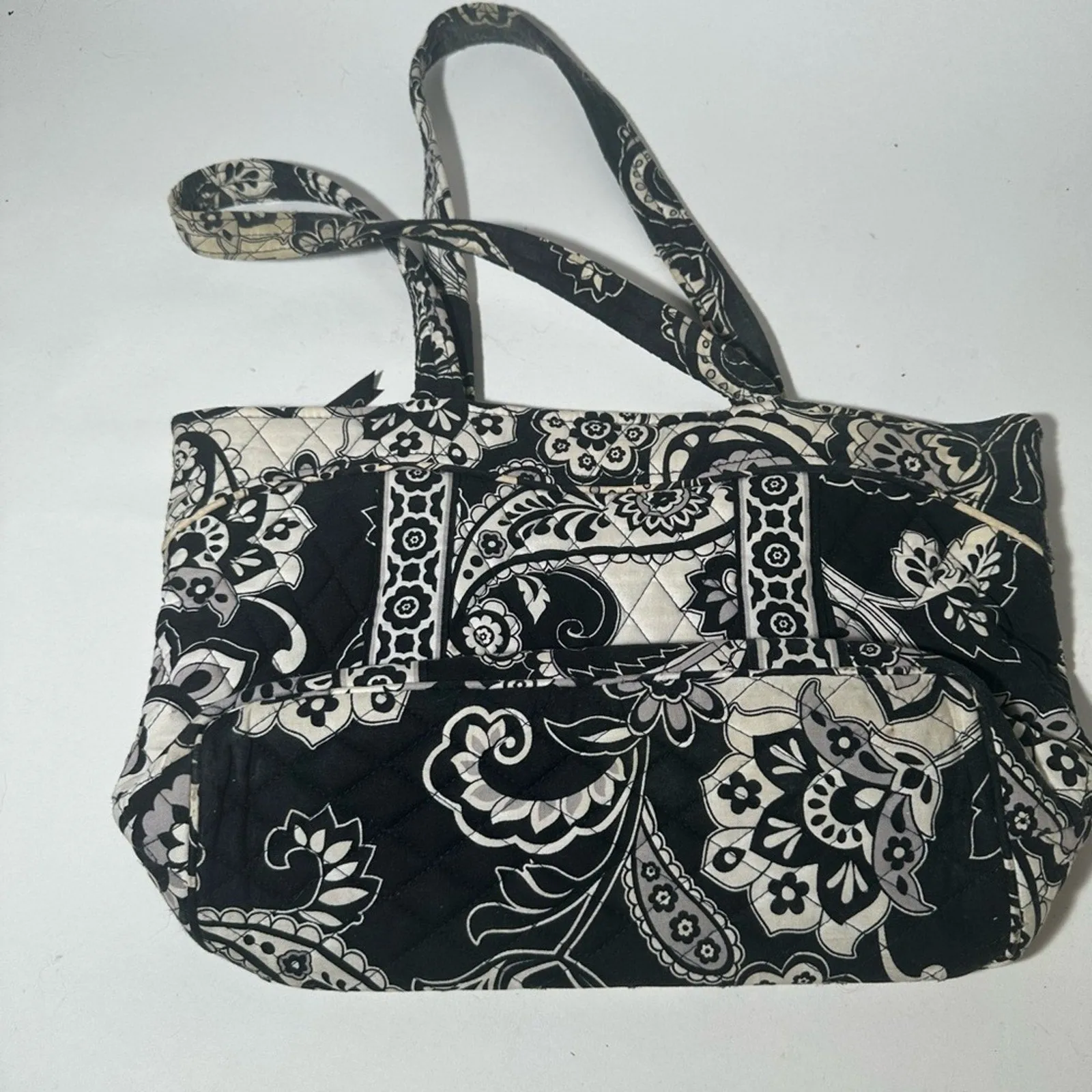 Vera Bradley Black and White Paisley Tote with Double Handles