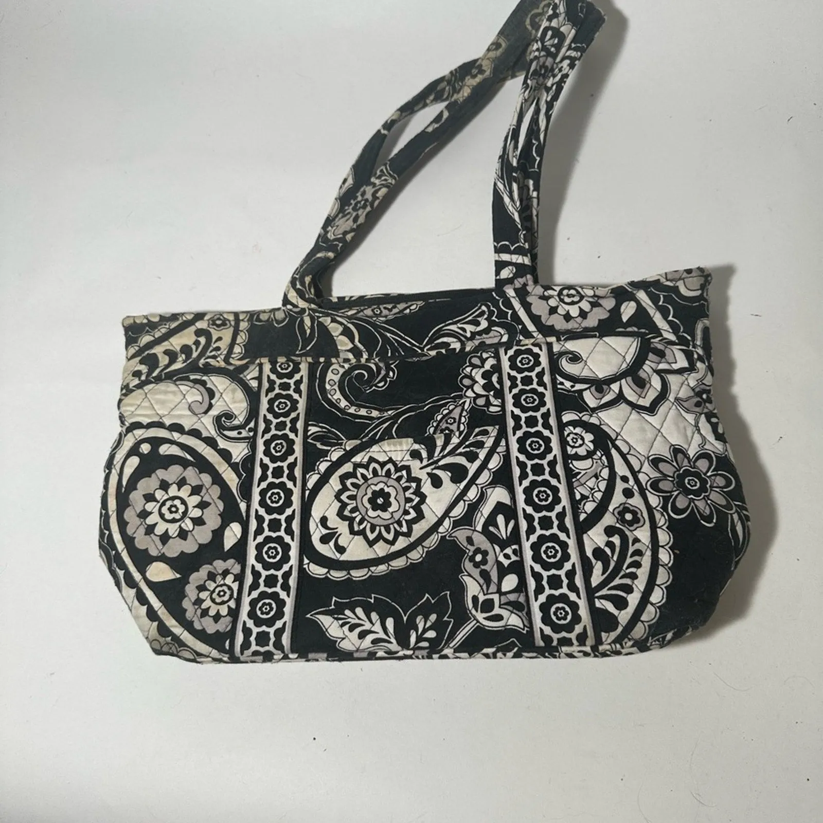 Vera Bradley Black and White Paisley Tote with Double Handles